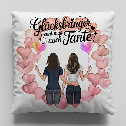 Kissen Beste Tante personalisierbar mit 2 Clipart Frauen, Namen & Wunschtext