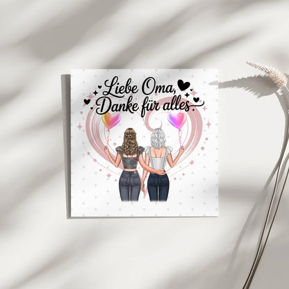 Oma Plakat Fotoboard Personalisierbar mit 2 Clipart-Frauen, Namen & Wunschtext