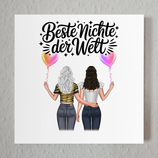 Magnetisches Fotoboard Wandbild Beste Nichte mit Namen & Wunschtext