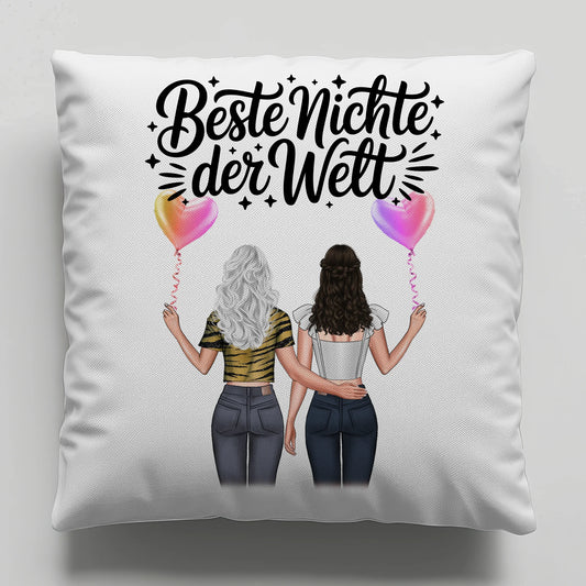 Namen Kissen Beste Nichte der Welt personalisierbar mit 2 Frauen