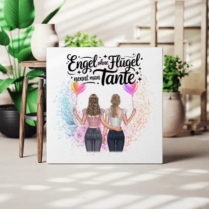 Personalisierte Leinwand Tante Bruder ist ein Engel mit 2 Clipart Frauen Namen Spruch