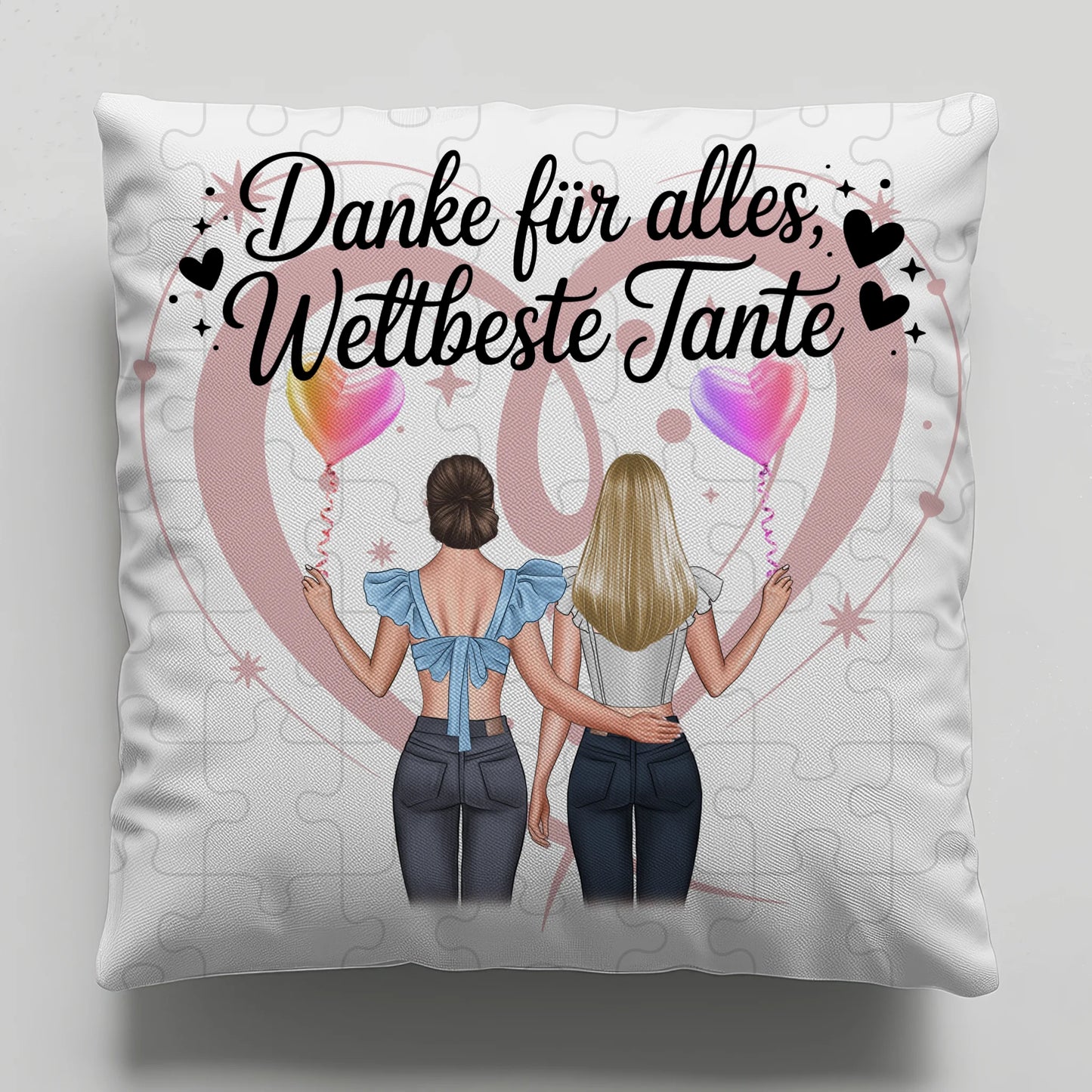 Tante Kissen personalisierbar: Beste Nichte danke für alles, 2 Clipart Frauen, Namen