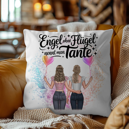 Beste Tante Der Welt Kissen personalisiert mit 2 Clipart Frauen Namen & Wunschtext
