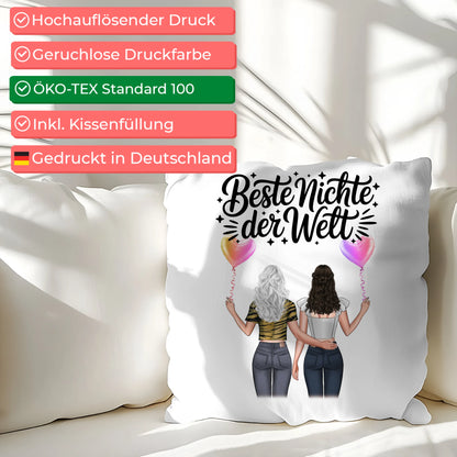 Namen Kissen Beste Nichte der Welt personalisierbar mit 2 Frauen