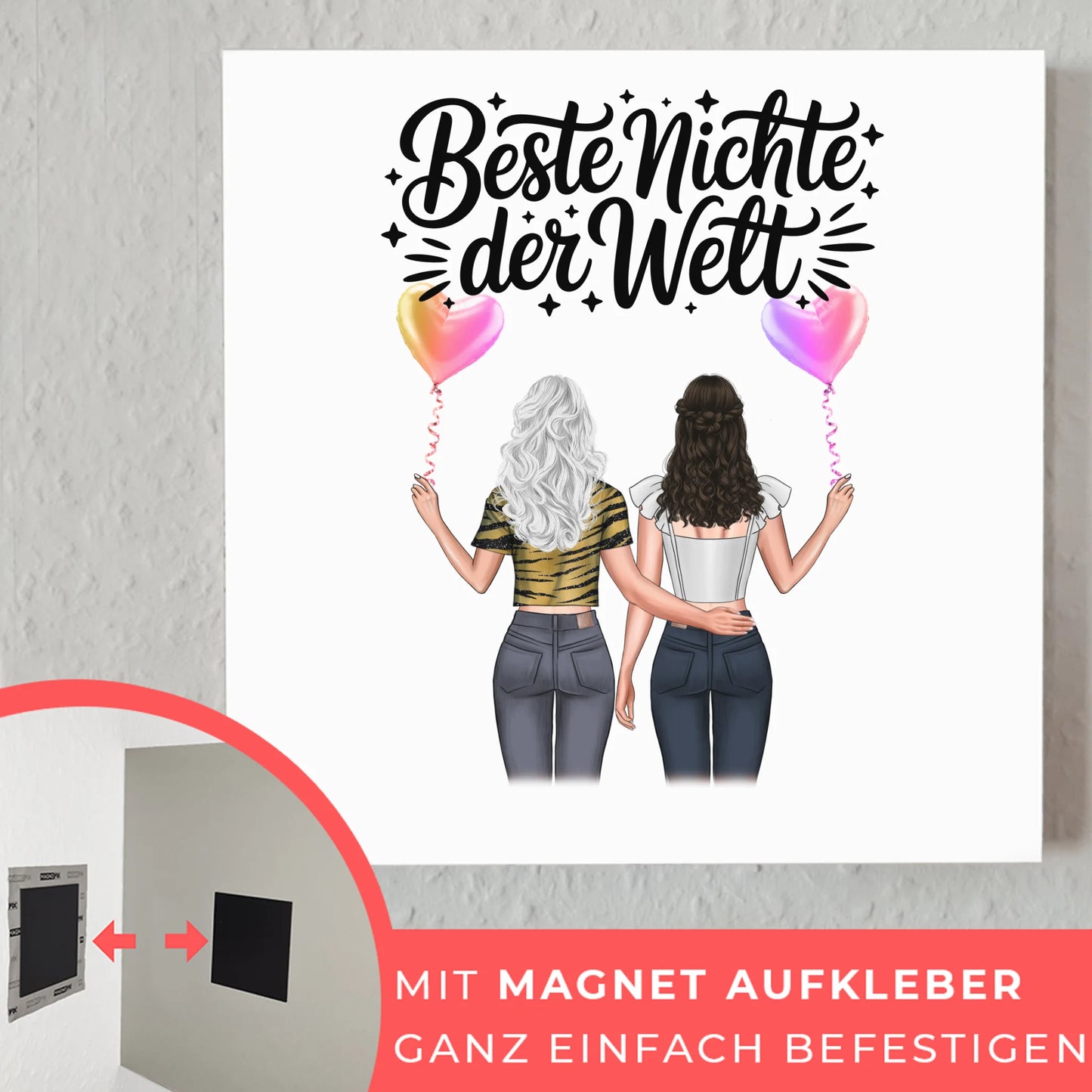 Magnetisches Fotoboard Wandbild Beste Nichte mit Namen & Wunschtext