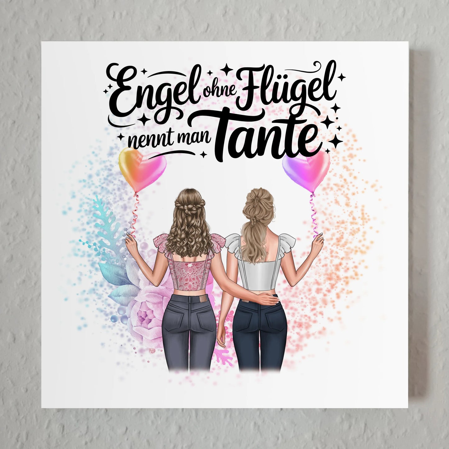 Fotoboard Magnet Wandbild personalisiert 2 Frauen, Namen & Spruch Bruder ist ein Engel