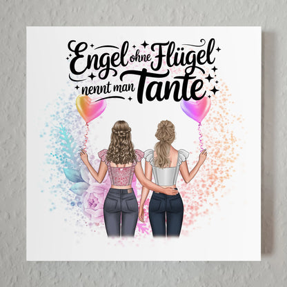 Fotoboard Magnet Wandbild personalisiert 2 Frauen, Namen & Spruch Bruder ist ein Engel
