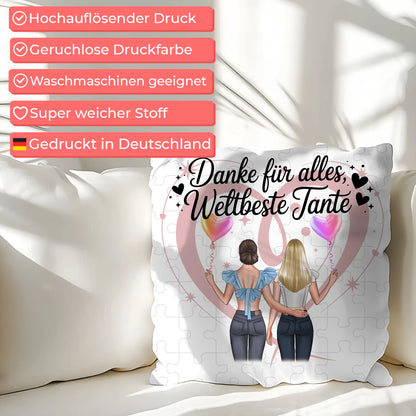 Tante Kissen personalisierbar: Beste Nichte danke für alles, 2 Clipart Frauen, Namen