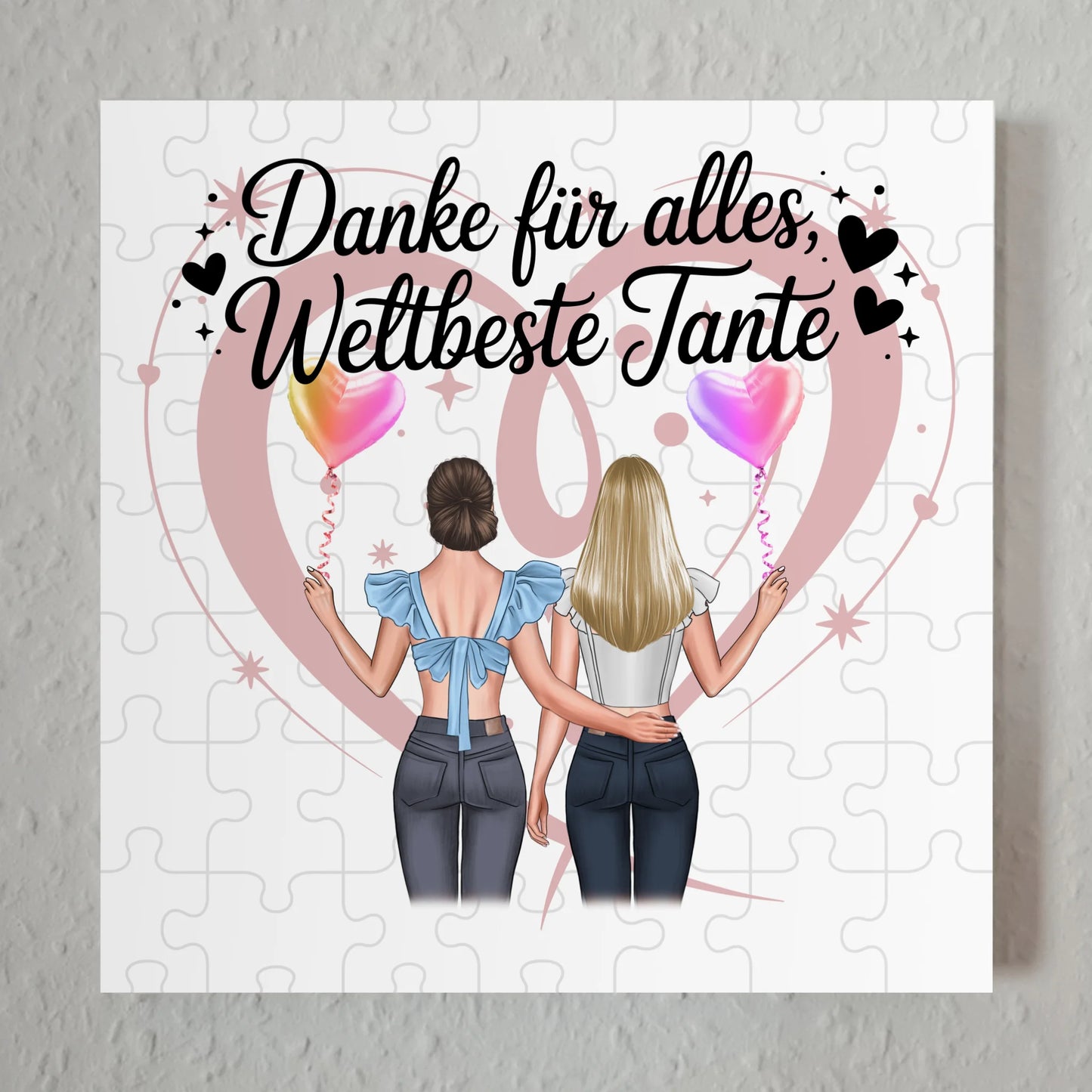Magnetposter Tante - Beste Nichte danke für alles, 2 Frauen Clipart, Namen & Spruch