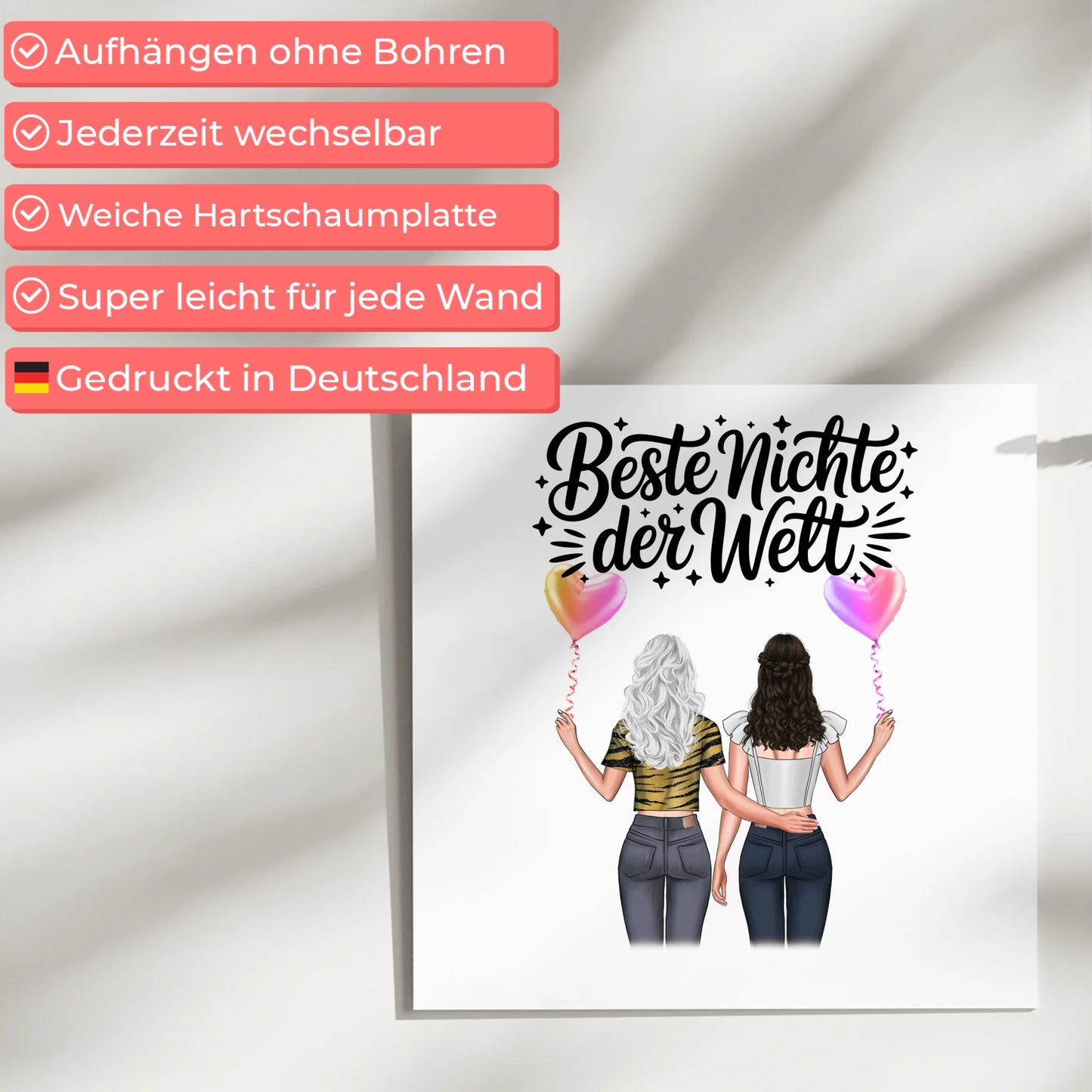 Magnetisches Fotoboard Wandbild Beste Nichte mit Namen & Wunschtext