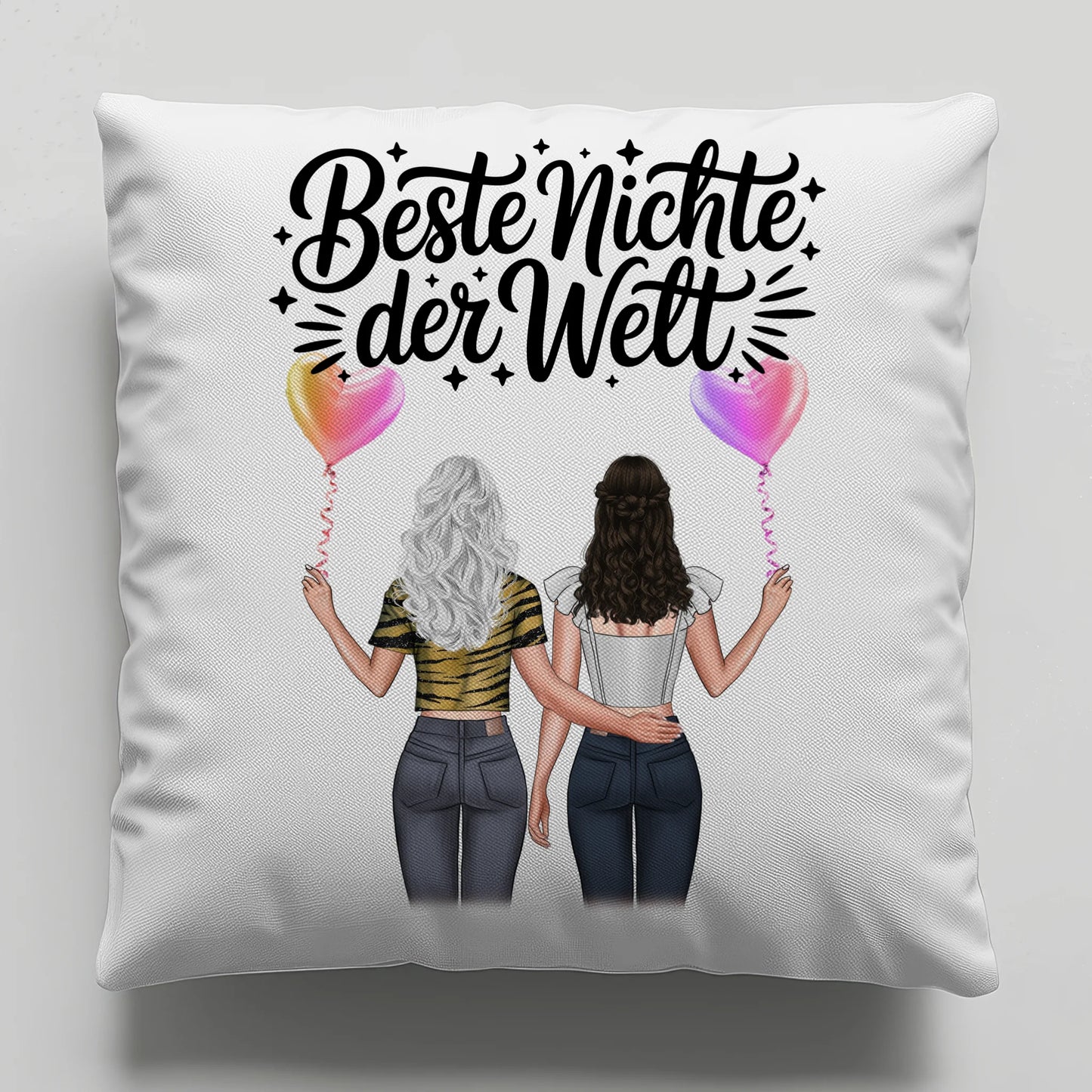 Namen Kissen Beste Nichte der Welt personalisierbar mit 2 Frauen
