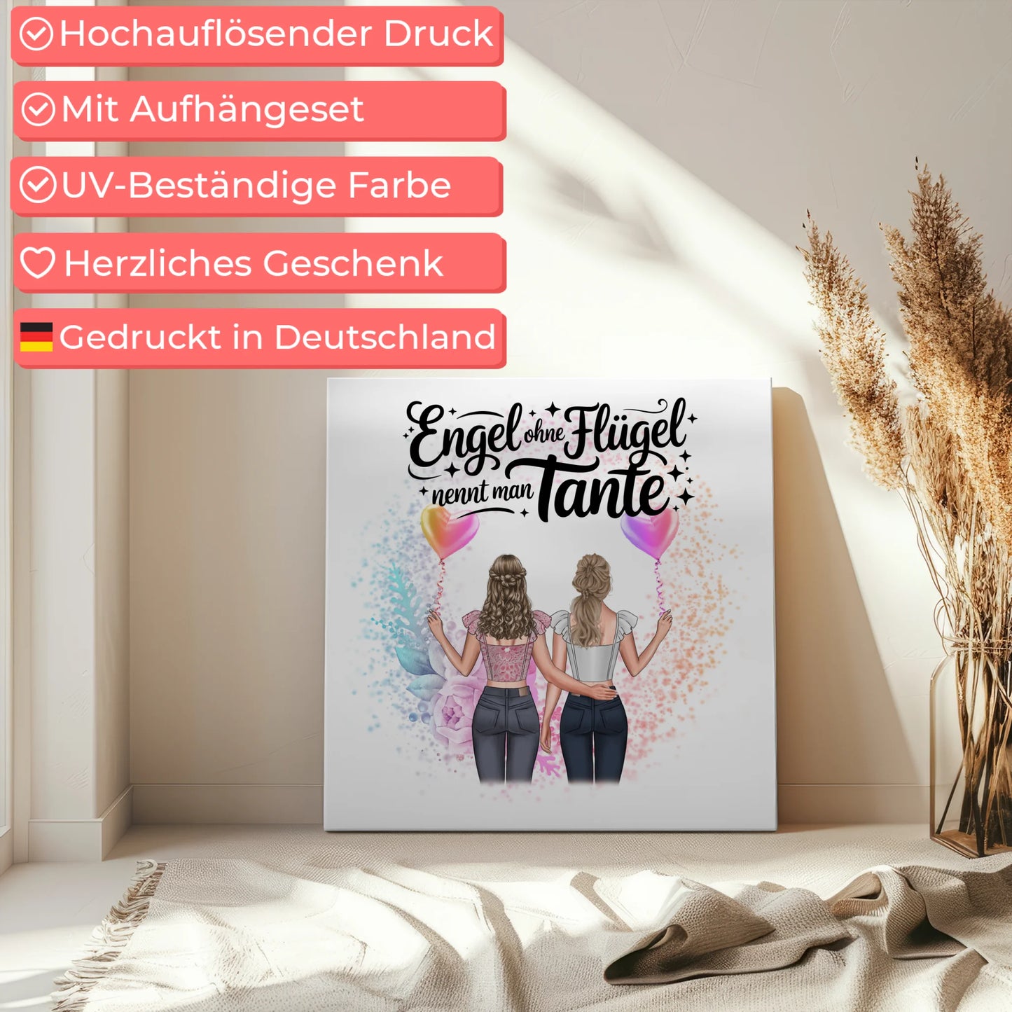 Personalisierte Leinwand Tante Bruder ist ein Engel mit 2 Clipart Frauen Namen Spruch
