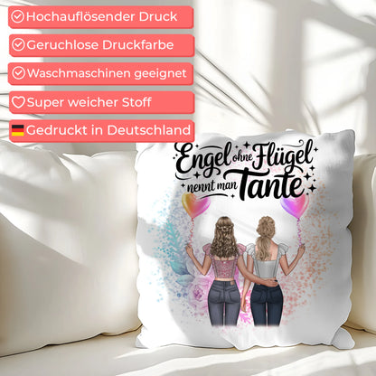Beste Tante Der Welt Kissen personalisiert mit 2 Clipart Frauen Namen & Wunschtext