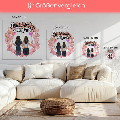 Leinwand Bild Tante personalisiert mit 2 Clipart Frauen, Namen & Spruch