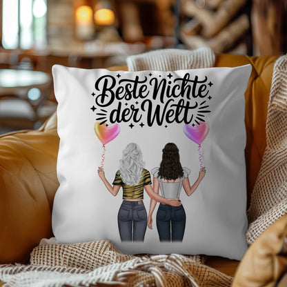 Namen Kissen Beste Nichte der Welt personalisierbar mit 2 Frauen