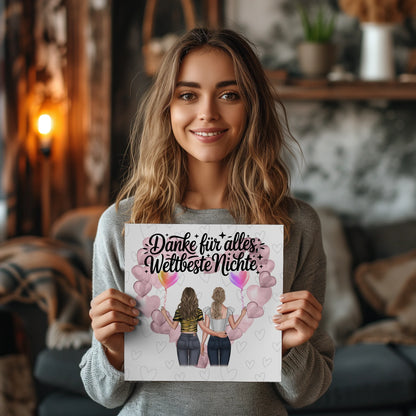 Magnetisches Fotoboard Beste Nichte danke für alles mit 2 Clipart Frauen, Namen & Spruch