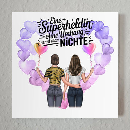 Magnet Wandbild Nichte - Lehrerin echte Heldin 2 Frauen-Cliparts, Namen & Spruch