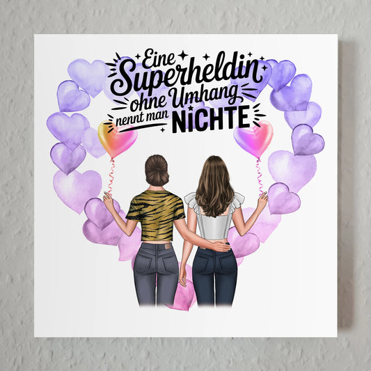 Magnet Wandbild Nichte - Lehrerin echte Heldin 2 Frauen-Cliparts, Namen & Spruch