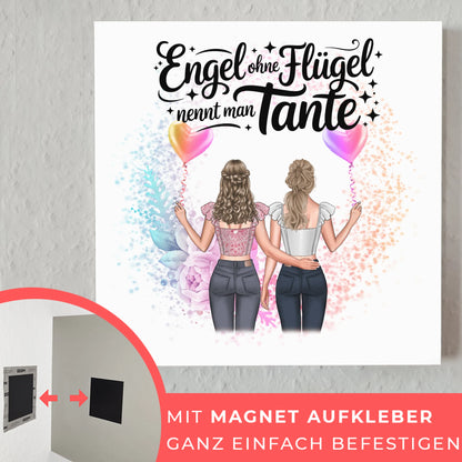 Fotoboard Magnet Wandbild personalisiert 2 Frauen, Namen & Spruch Bruder ist ein Engel