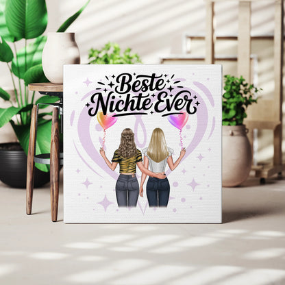 Leinwand Wandbild Beste Nichte Ever mit 2 Clipart-Frauen, Namen & Wunschtext