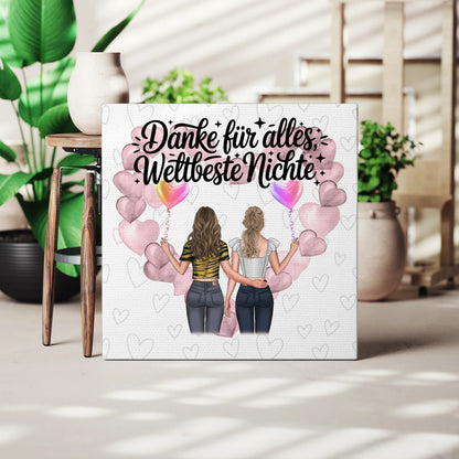 Leinwand Personalisiert Beste Nichte danke für alles 2 Clipart Frauen Namen & Spruch