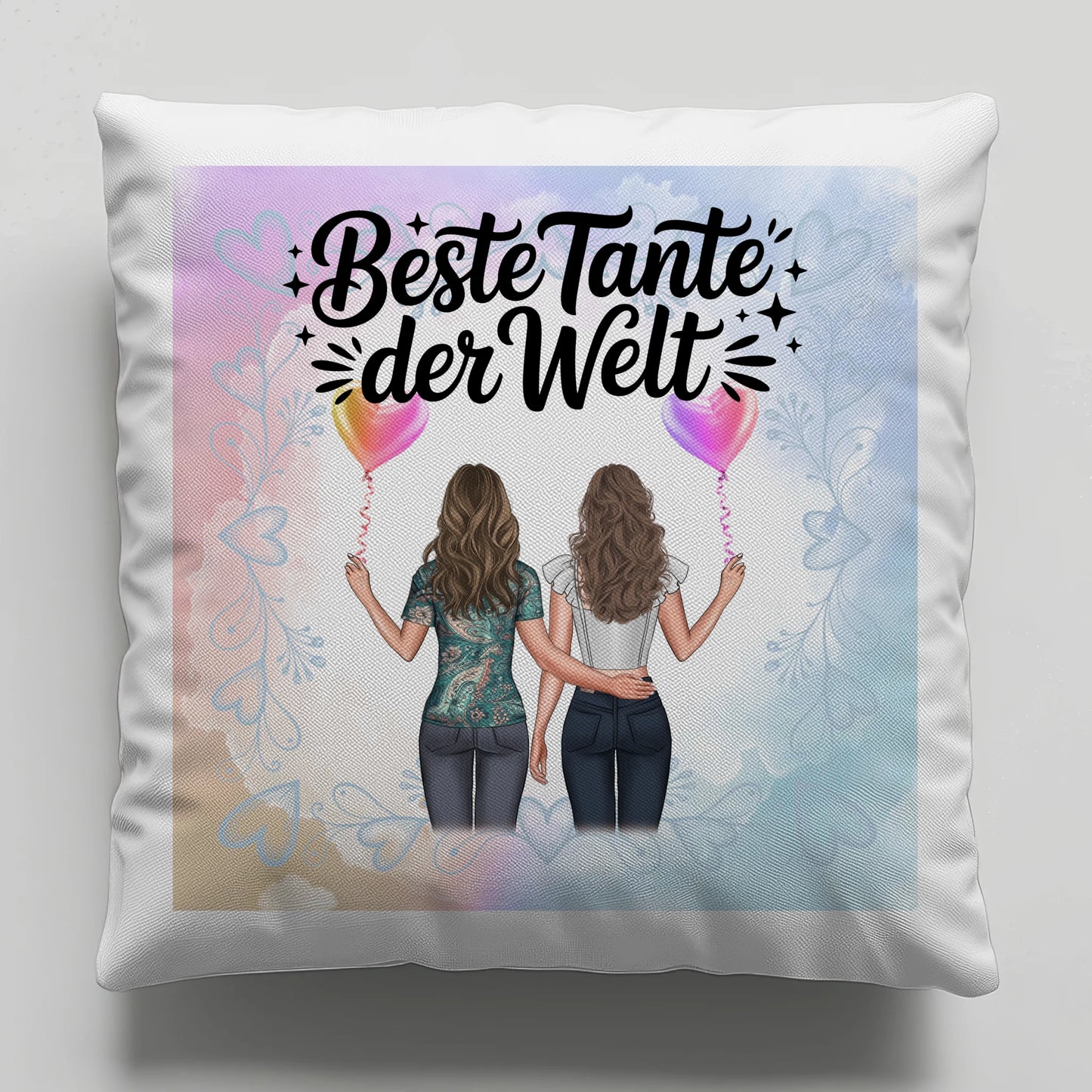 Kissen Beste Tante der Welt mit 2 Clipart & Namen