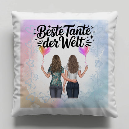 Kissen Beste Tante der Welt mit 2 Clipart & Namen