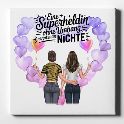 Leinwand Wandbild Nichte Lehrerin echte Heldin mit 2 Clipart Frauen und Namen