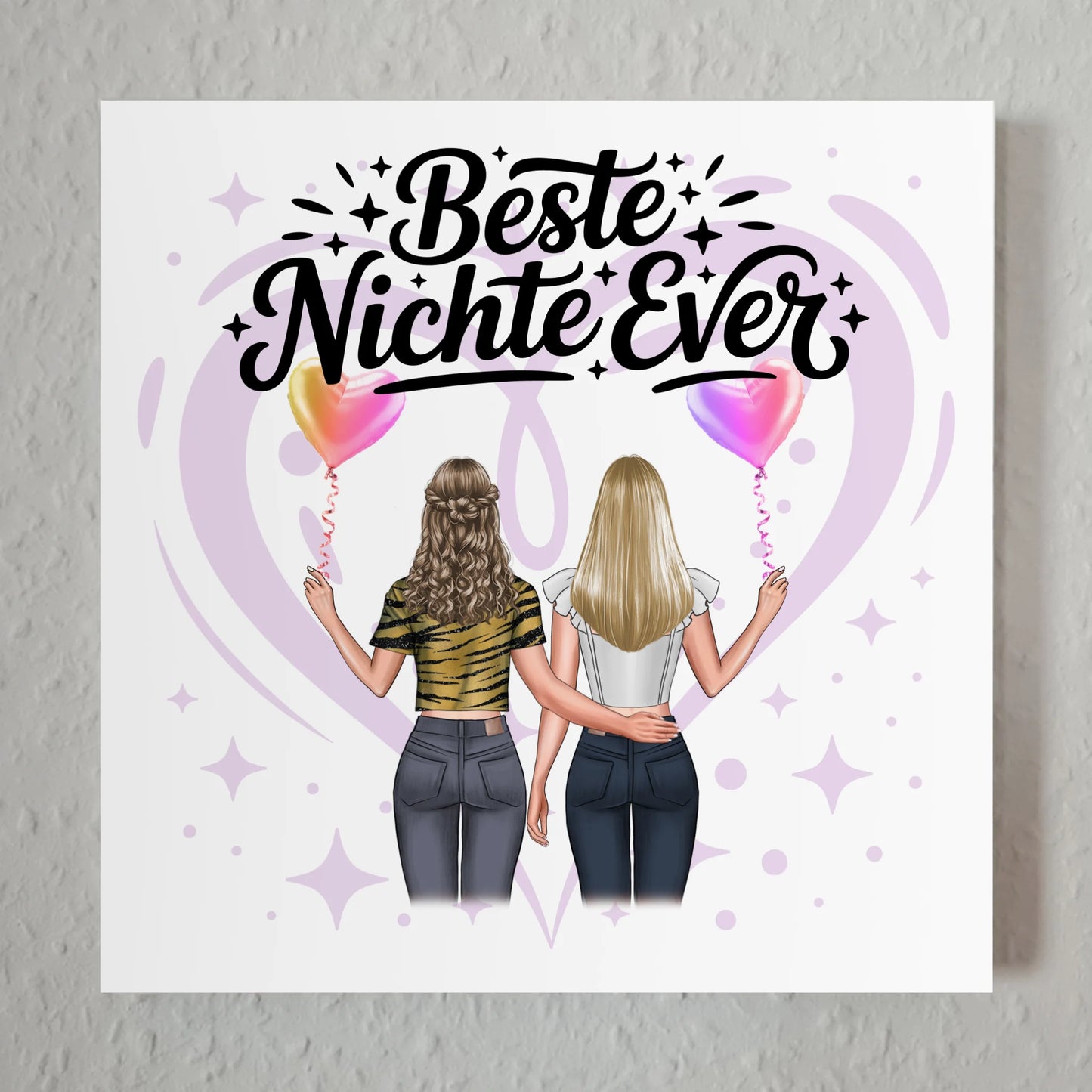 Fotoboard Magnet Wandbild Nichte personalisiert mit 2 Clipart Frauen, Namen und Wunschtext