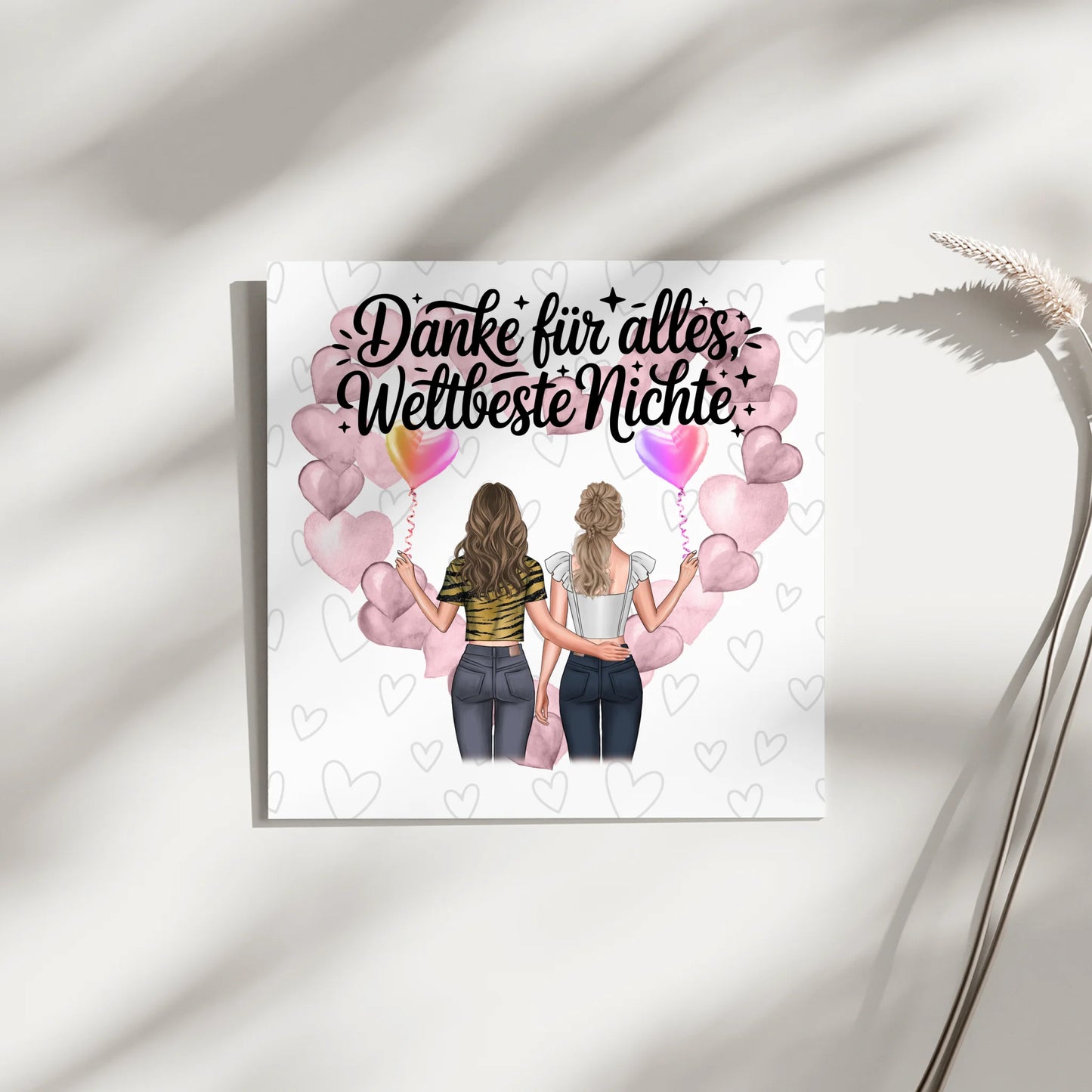 Magnetisches Fotoboard Beste Nichte danke für alles mit 2 Clipart Frauen, Namen & Spruch