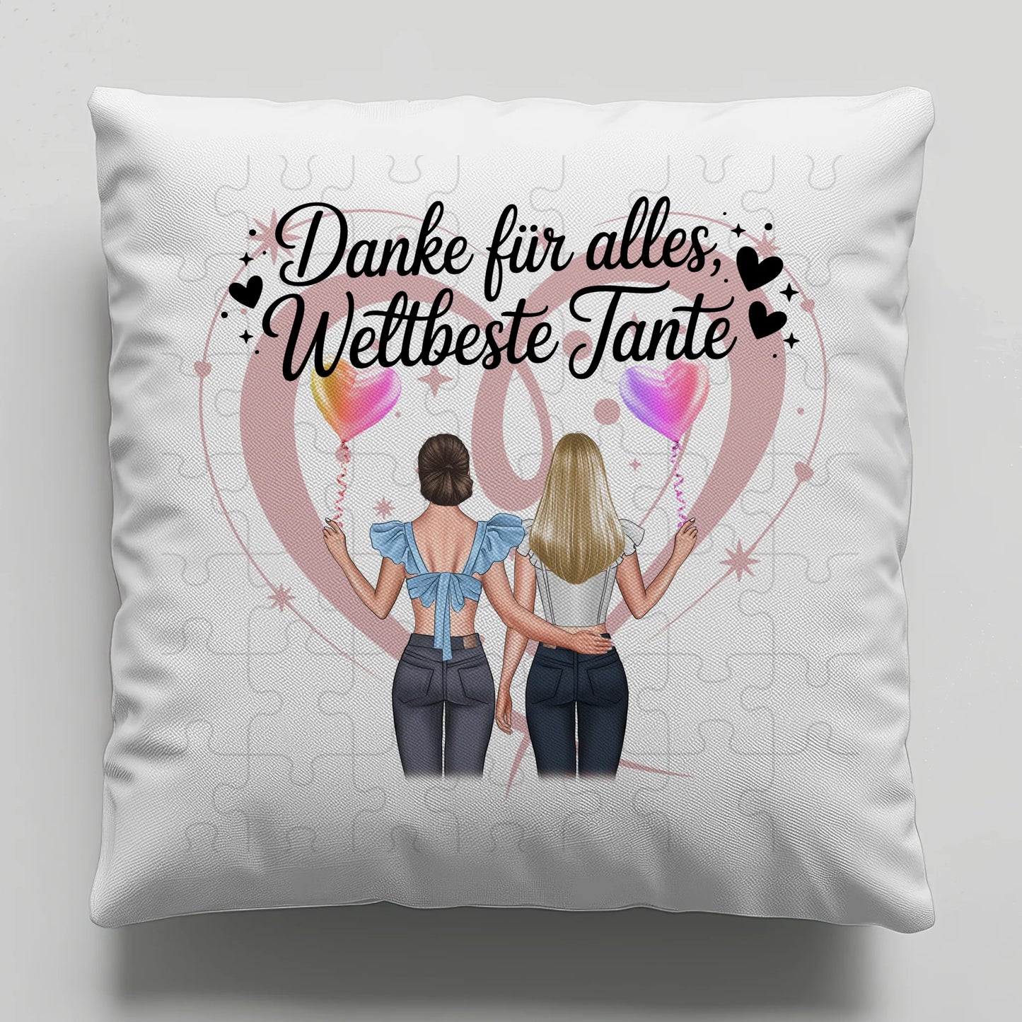 Tante Kissen personalisierbar: Beste Nichte danke für alles, 2 Clipart Frauen, Namen