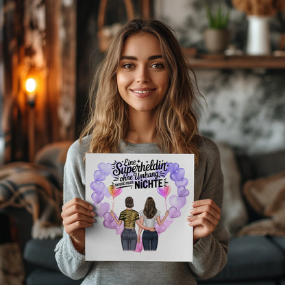 Magnet Wandbild Nichte - Lehrerin echte Heldin 2 Frauen-Cliparts, Namen & Spruch