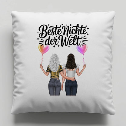 Namen Kissen Beste Nichte der Welt personalisierbar mit 2 Frauen