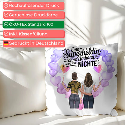 Namen Kissen Nichte Lehrerin echte Heldin mit 2 Clipart-Frauen