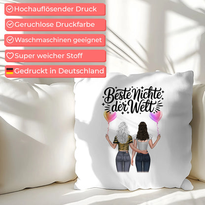 Namen Kissen Beste Nichte der Welt personalisierbar mit 2 Frauen