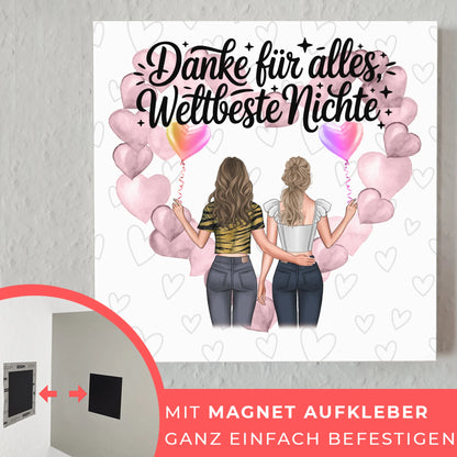 Magnetisches Fotoboard Beste Nichte danke für alles mit 2 Clipart Frauen, Namen & Spruch