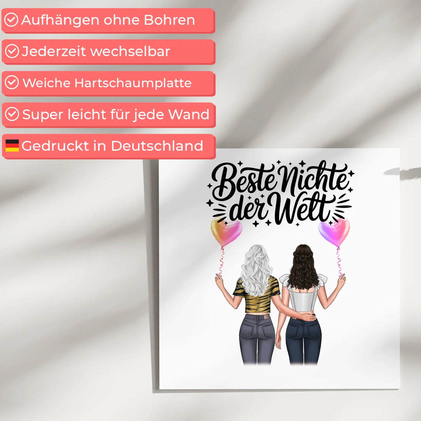 Magnetisches Fotoboard Wandbild Beste Nichte mit Namen & Wunschtext