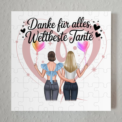 Magnetposter Tante - Beste Nichte danke für alles, 2 Frauen Clipart, Namen & Spruch