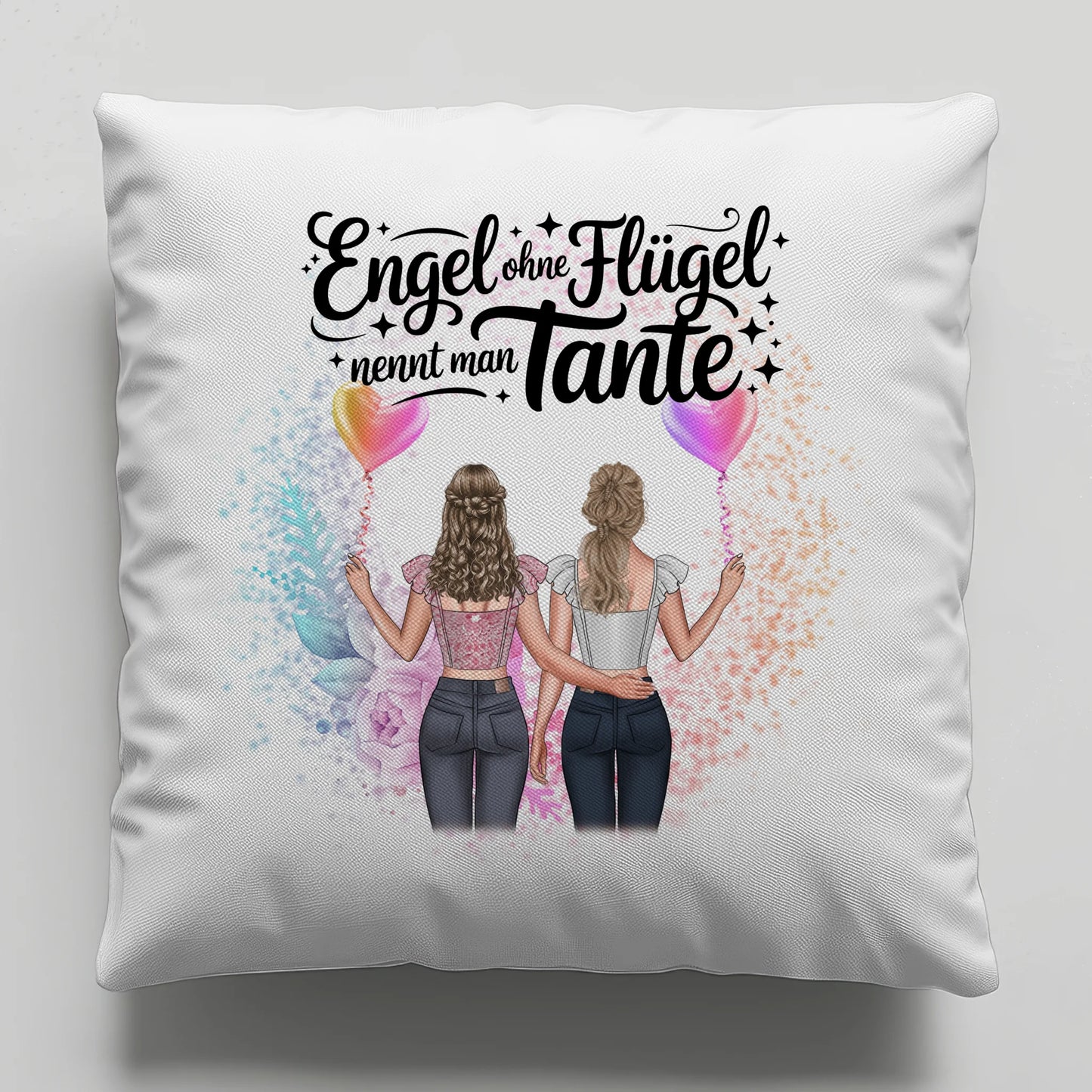 Beste Tante Der Welt Kissen personalisiert mit 2 Clipart Frauen Namen & Wunschtext