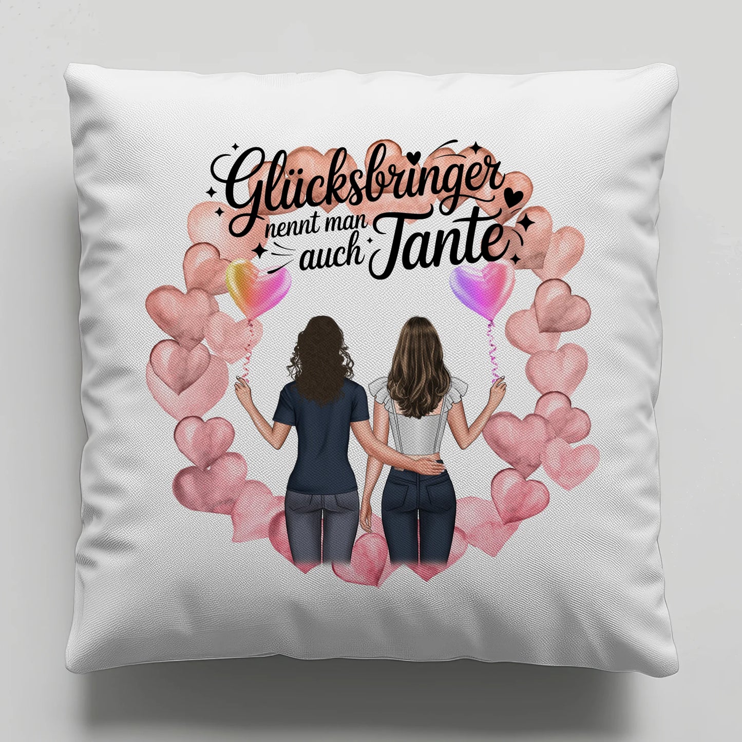 Kissen Beste Tante personalisierbar mit 2 Clipart Frauen, Namen & Wunschtext