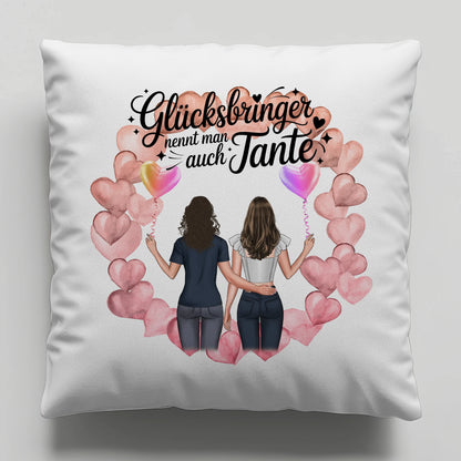 Kissen Beste Tante personalisierbar mit 2 Clipart Frauen, Namen & Wunschtext