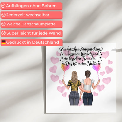 Magnetisches Fotoboard Wandbild Nichte Wirbelwind Namen & Spruch