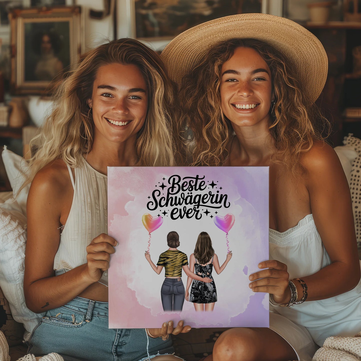 Leinwand Collagen Erstellen Schwägerin: Beste Schwägerin mit 2 Clipart Frauen & Namen