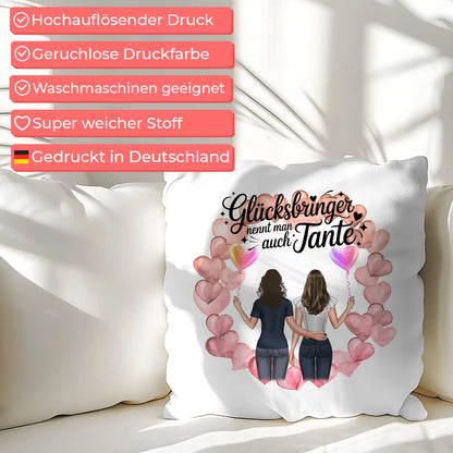 Kissen Beste Tante personalisierbar mit 2 Clipart Frauen, Namen & Wunschtext