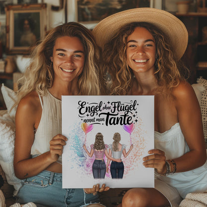 Fotoboard Magnet Wandbild personalisiert 2 Frauen, Namen & Spruch Bruder ist ein Engel