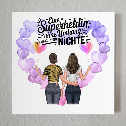 Magnet Wandbild Nichte - Lehrerin echte Heldin 2 Frauen-Cliparts, Namen & Spruch