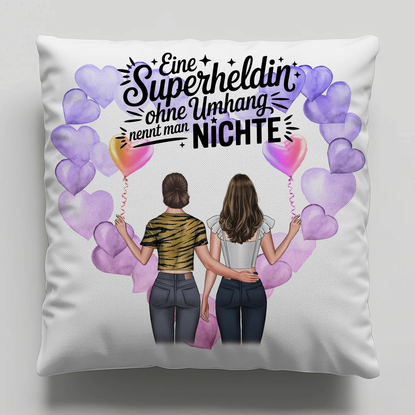 Namen Kissen Nichte Lehrerin echte Heldin mit 2 Clipart-Frauen