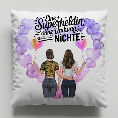 Namen Kissen Nichte Lehrerin echte Heldin mit 2 Clipart-Frauen