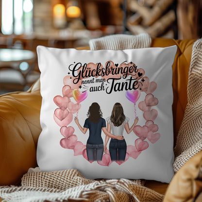 Kissen Beste Tante personalisierbar mit 2 Clipart Frauen, Namen & Wunschtext