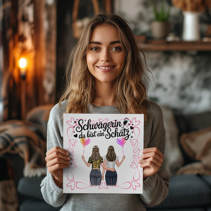 Magnet Poster Wandbild Fotocollage Schwägerin du bist ein Goldstück personalisierbar